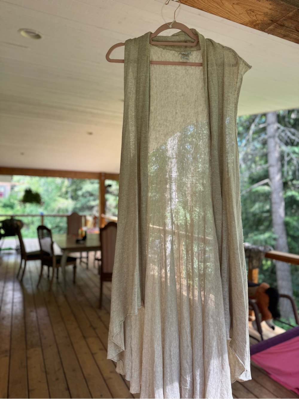 100% Linen Maxi Open Front Women's Shrug - Beige